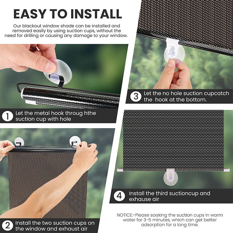 Blackout Roller Curtains for Window Kitchen Living Room - Adjustable Shade Blinds