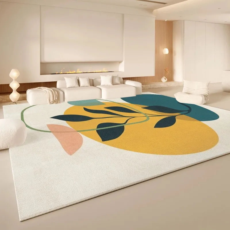 Watercolor Abstract Area Rug Non-Slip Washable Minimalist Carpet for Living Room & Bedroom