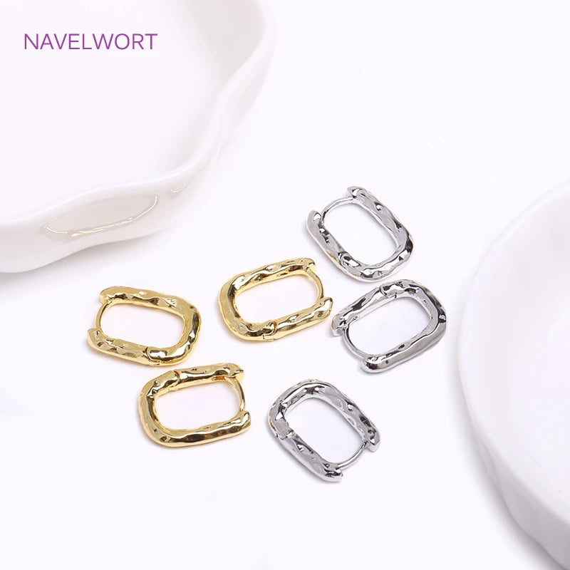 Geometric Hoop Earrings for Women - Brass Inlaid Zircon Twist Round Jewelry