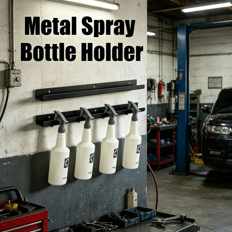 Heavy Duty Metal Spray Bottle Wall Mount Holder - Garage & Workshop Storage Rack