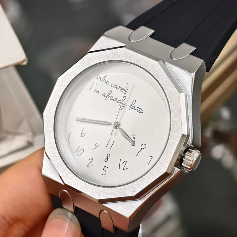 Luxury Octagon Watch Case with Silicone Strap Waterproof Men's Dial Watch