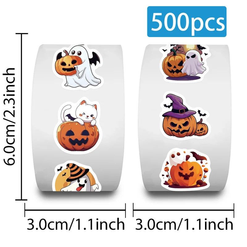 Halloween Pumpkin Cat Ghost Witch Sticker Set - 500pcs for Journaling, Laptop & Crafts