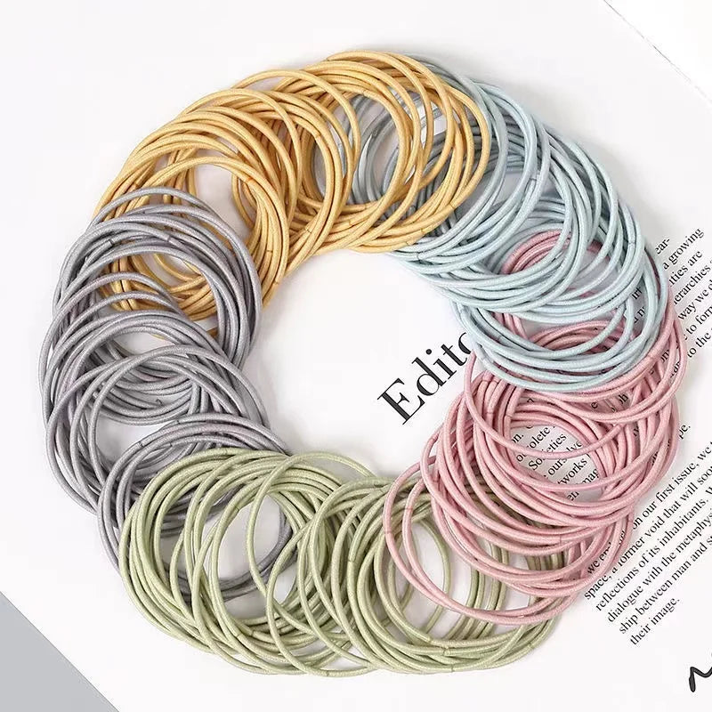 100PCS Unisex Nylon Elastic Hair Bands - Ponytail Scrunchies & Headbands