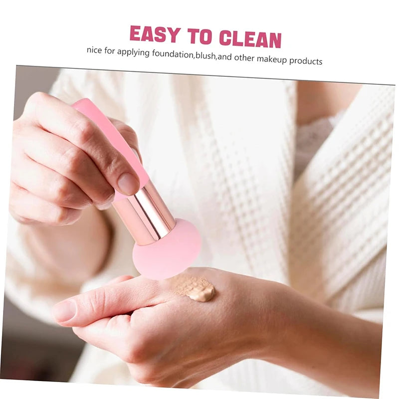 Mushroom Head Makeup Sponge Brush with Handle - Professional Cosmetic Puff for Foundation & Blush