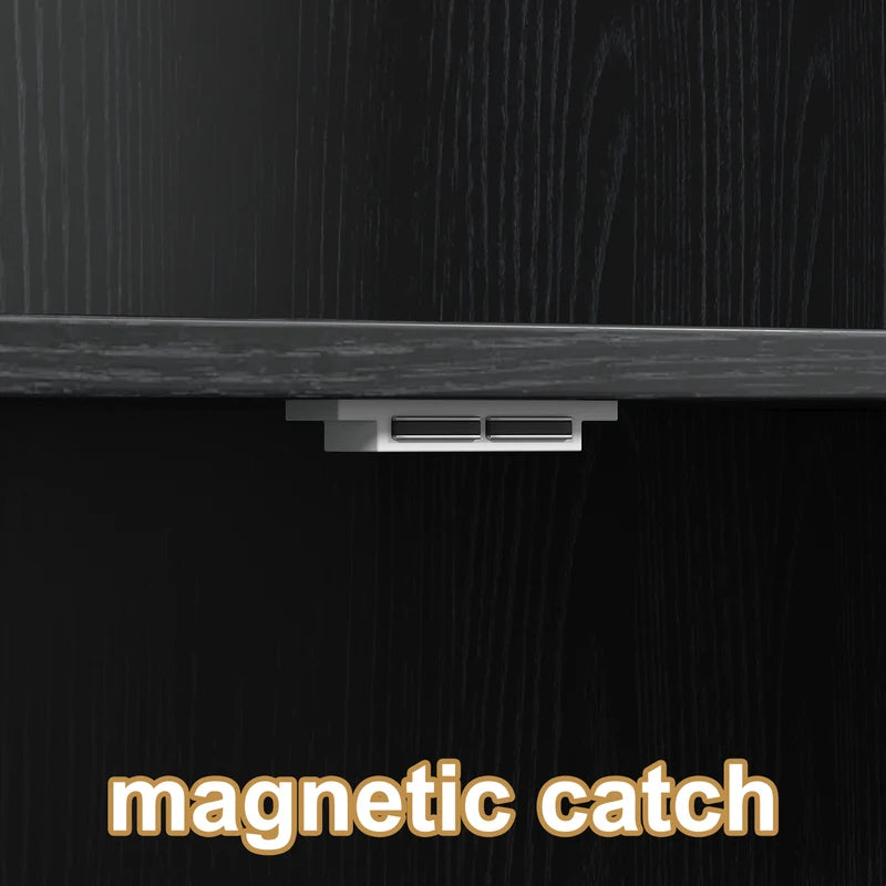 70-Inch Black Arched Bookcase with 6 Shelves - Freestanding Storage Cabinet for Living Room and Kitchen