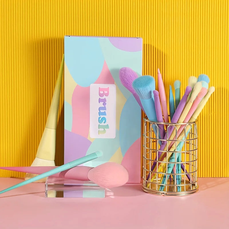 Multi-Color Makeup Brush Set - 17 Color Face & Eye Brushes for Cosmetics