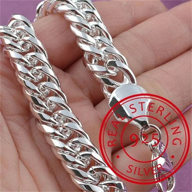 Sterling Silver Square Chain Bracelet for Women & Men - Gift & Party Jewelry