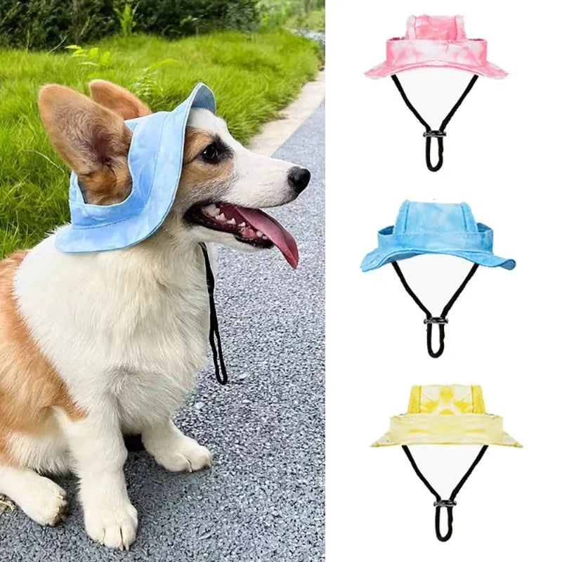 Pets Sun Hat with Ear Holes - Adjustable Baseball Cap for Dogs & Cats - Summer Outdoor Pet Accessory