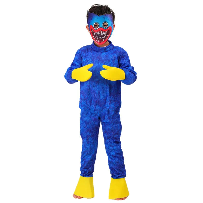 Halloween Cosplay Huggy Wuggy Costume Cartoon Horror Large Mouth Kids Fancy Dress