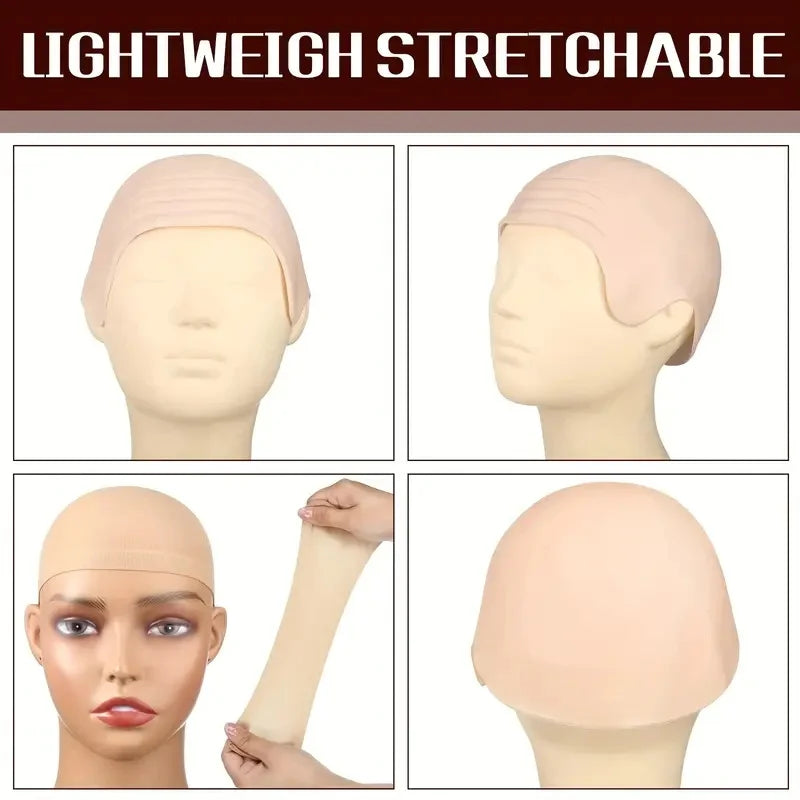 Cosplay Bald Outfit Accessories Set Latex Bald Hat Nylon Wig Cap for Halloween Christmas Party