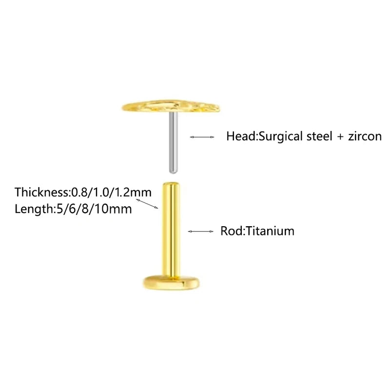 Titanium Zircon Teardrop Earring & Cartilage Piercing Set - Hypoallergenic Labret Studs