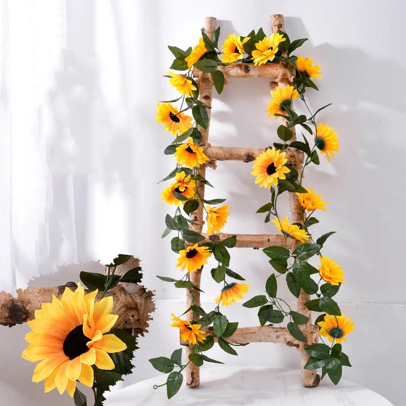 Artificial Sunflower Vine for Wedding Christmas Decor - Fake Flower Rattan