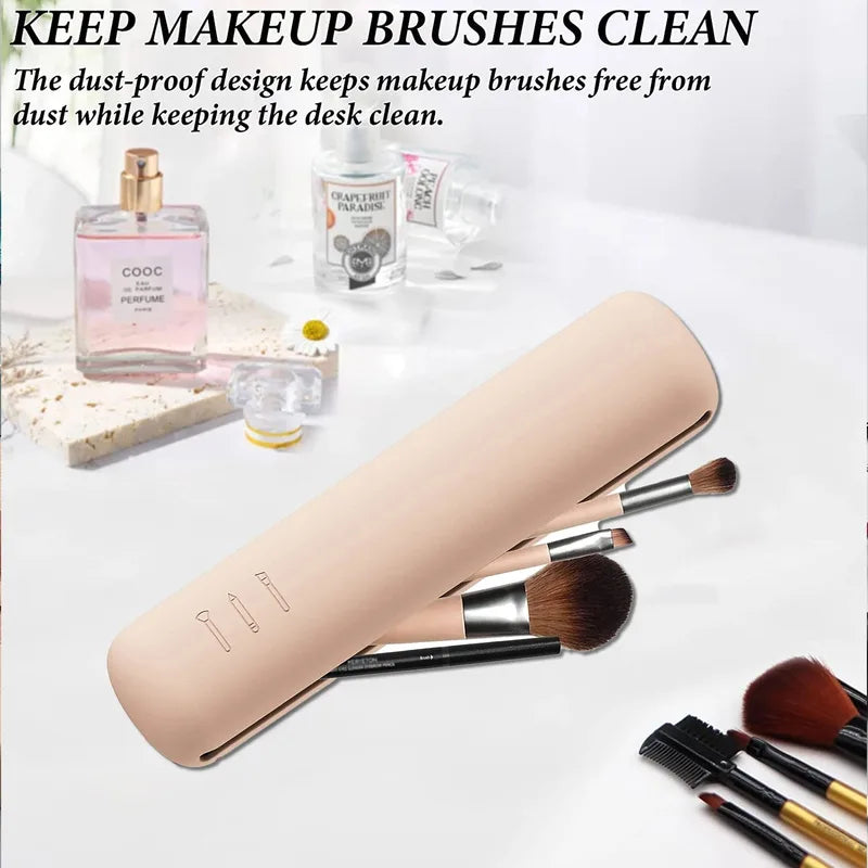 Silicone Makeup Brush Storage Bag - Portable Travel Case for Cosmetics & Tools