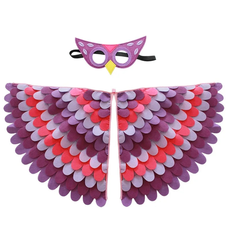 Kids Bird Costume Felt Wings with Mask for Halloween & Cosplay - Adjustable Size