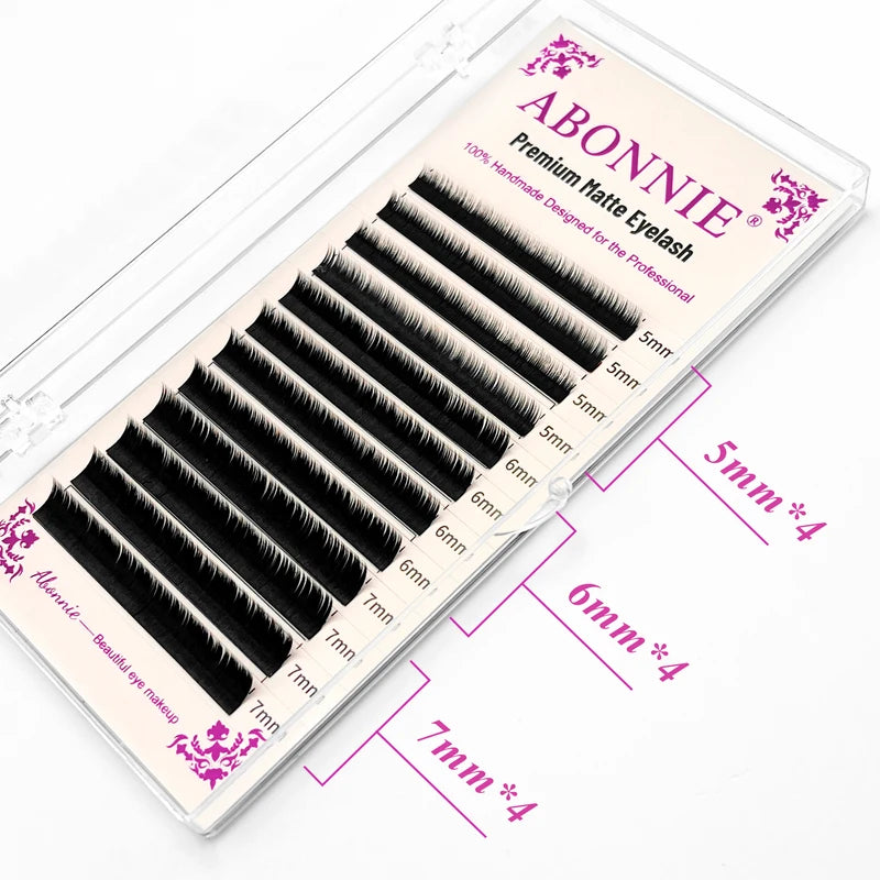 Flat Eyelash Extensions 5-7mm Ultra Soft Volume False Lashes Matte Black