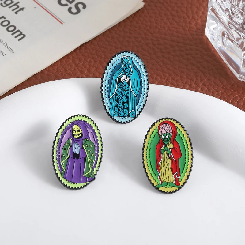 Skeleton Horror Brooch Pin Enamel Jewelry Halloween Punk Metal Lapel Badge Gift
