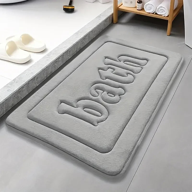 Non-Slip Bathroom Floor Mat with Embossed Fur Texture - Thick Sponge Toilet & Bedroom Door Mat