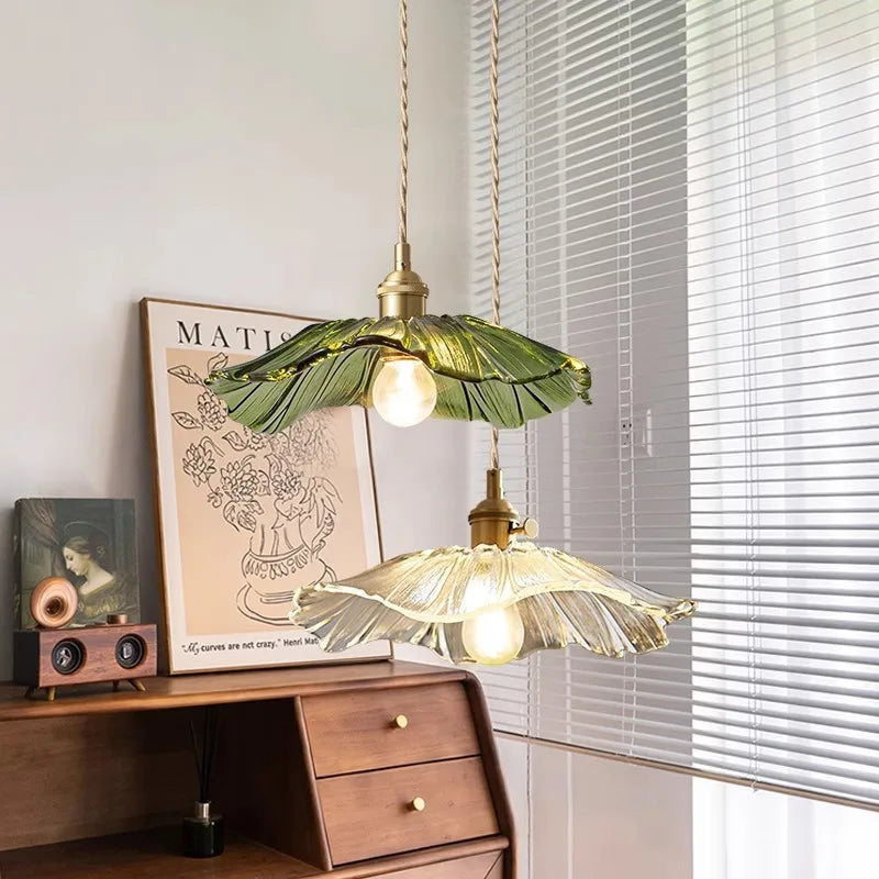 Vintage Retro Brass Glass Pendant Light for Indoor Living & Dining Rooms
