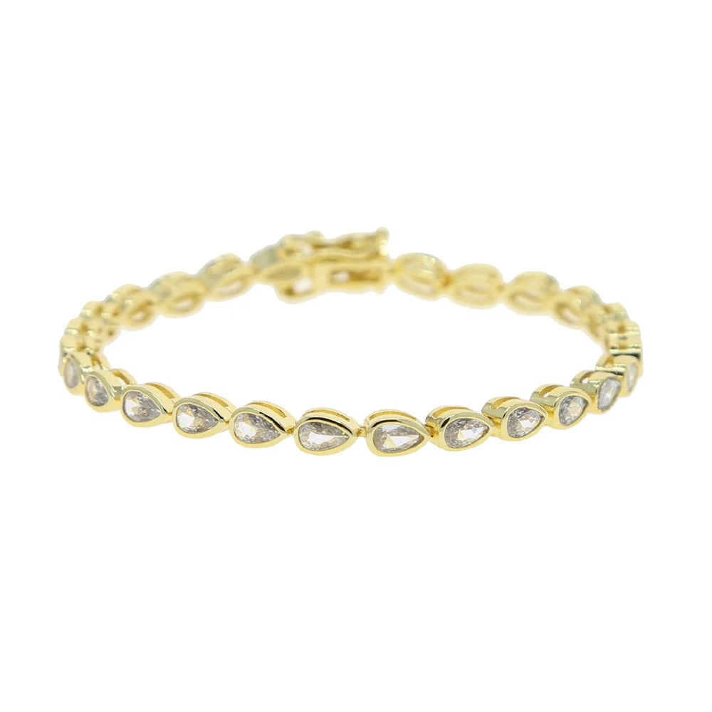 Geometric Bezel Cubic Zirconia Tennis Chain Bracelet for Women, Classic Fashion Jewelry