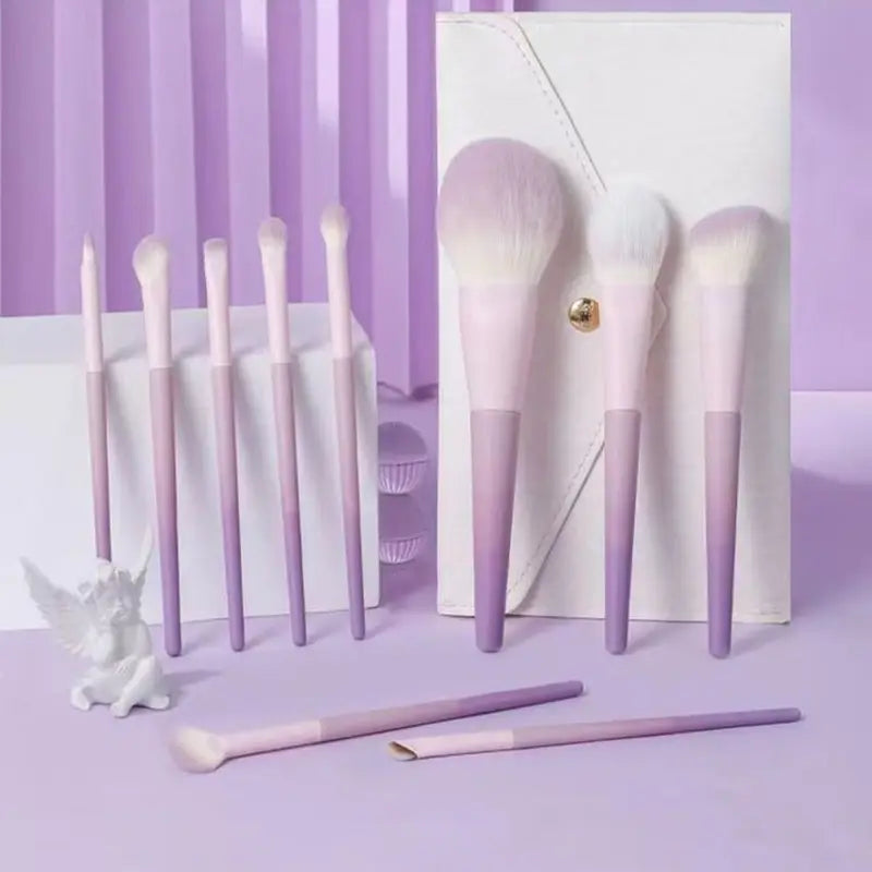 10-Piece Synthetic Hair Makeup Brush Set for Eyes and Concealer - Easy to Clean