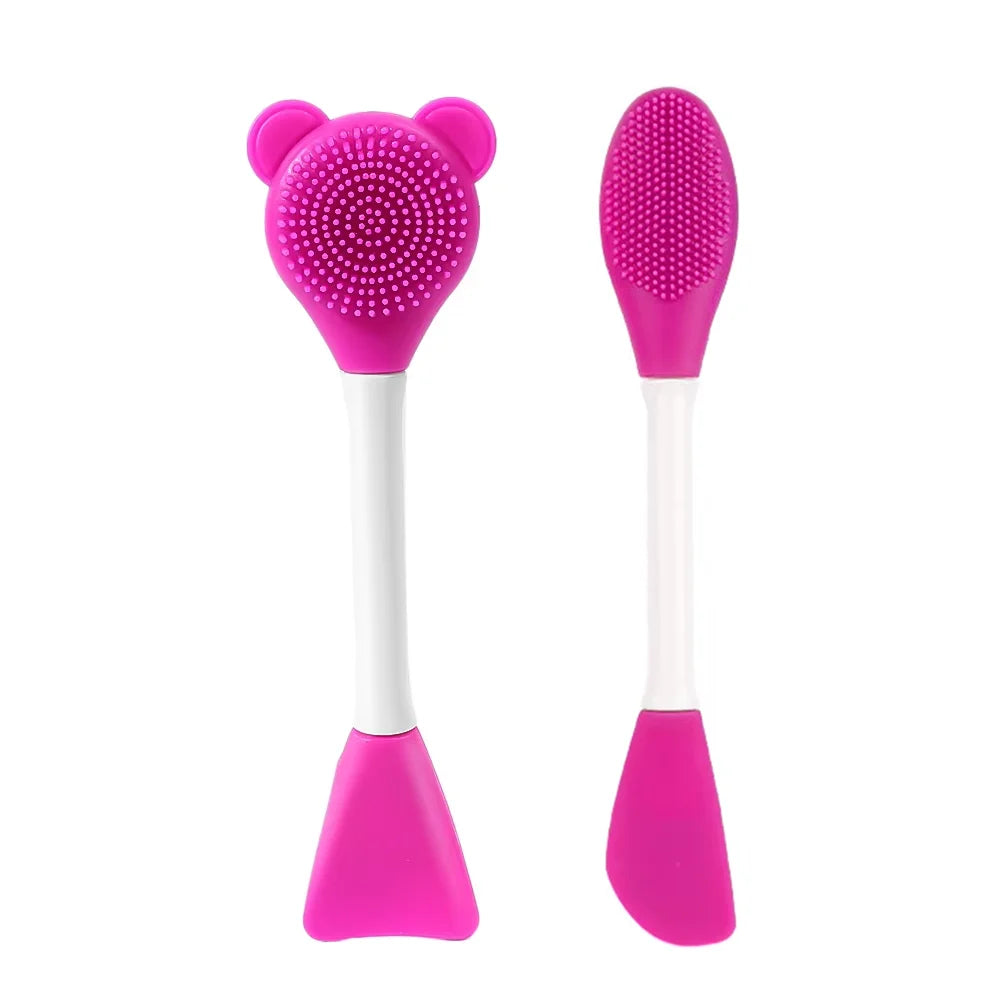 Double Head Silicone Facial Mask Brush Applicator for Skin Cleansing and Makeup