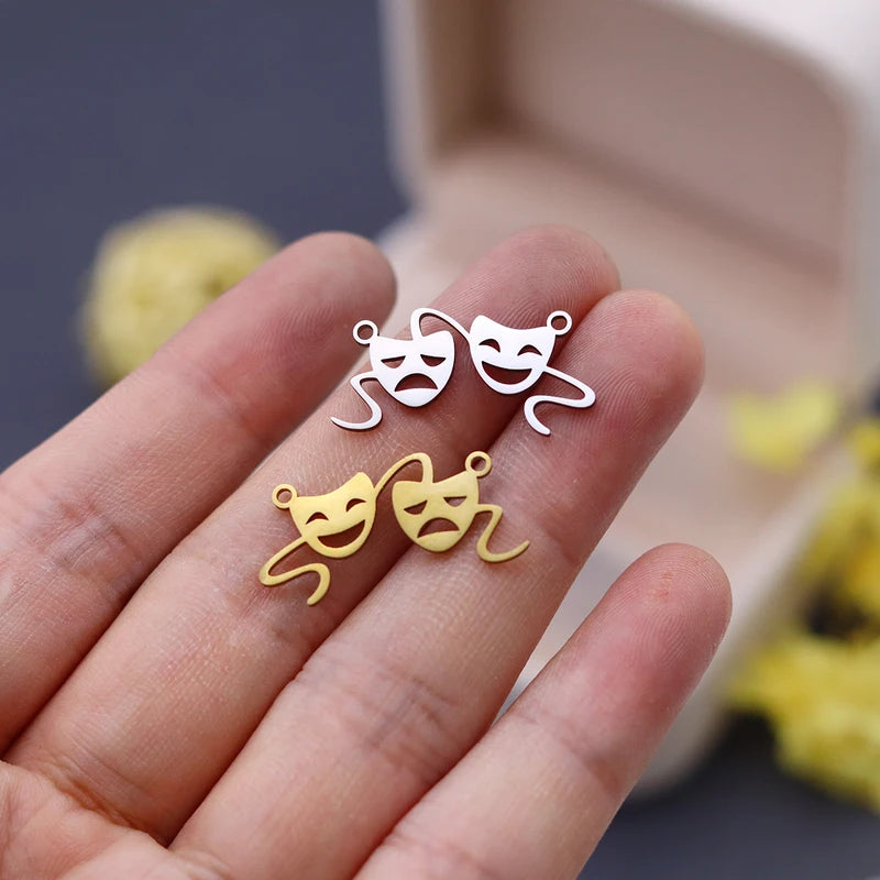 3Pcs DIY Jewelry Charms Set - Bee Cat Heart Clover Wolf Head Stainless Steel Pendants