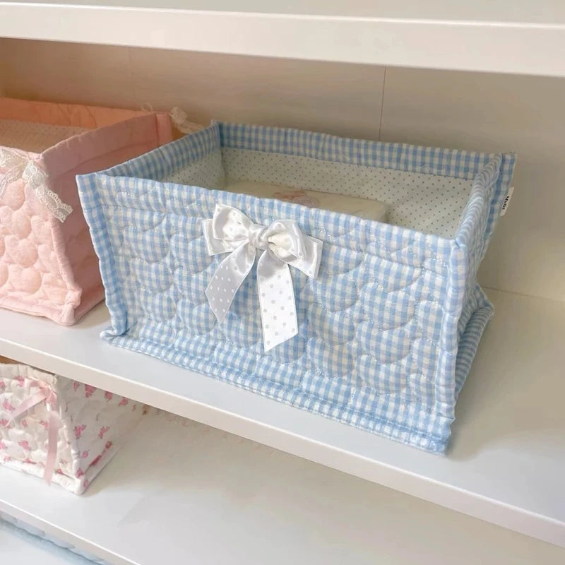 Square Lace Flower Storage Basket - Desktop Organizer and Home Decor