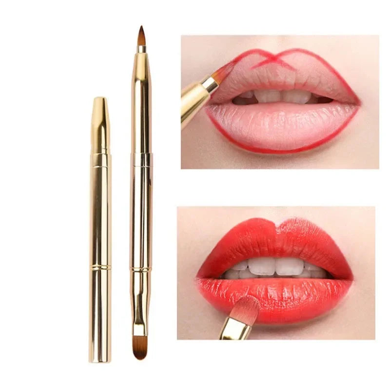 Retractable Lip Brush Dual-Use Lipstick & Eyeshadow Makeup Tool with Cap