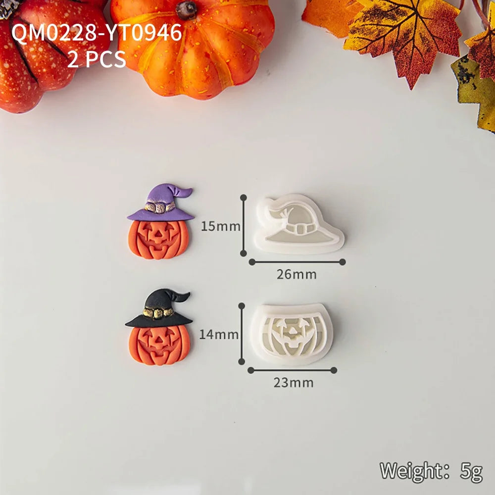 Halloween Cartoon Clay Cutter Mold Pumpkin Skull Shape DIY Jewelry Craft Tool