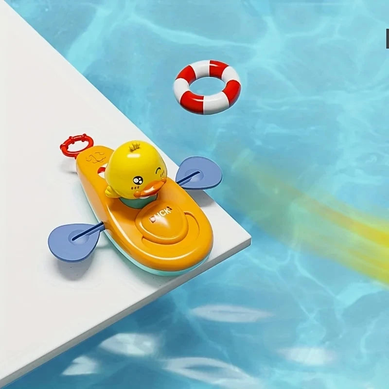 Kids Kayak Toy Yellow Duck Pool & Bath Floating Toy Set
