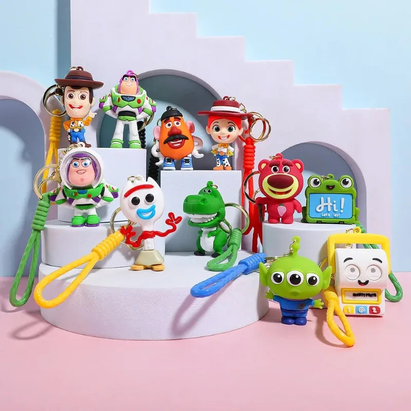 Character Keyring Set - Woody Buzz Jessie Doll Pendant for Kids