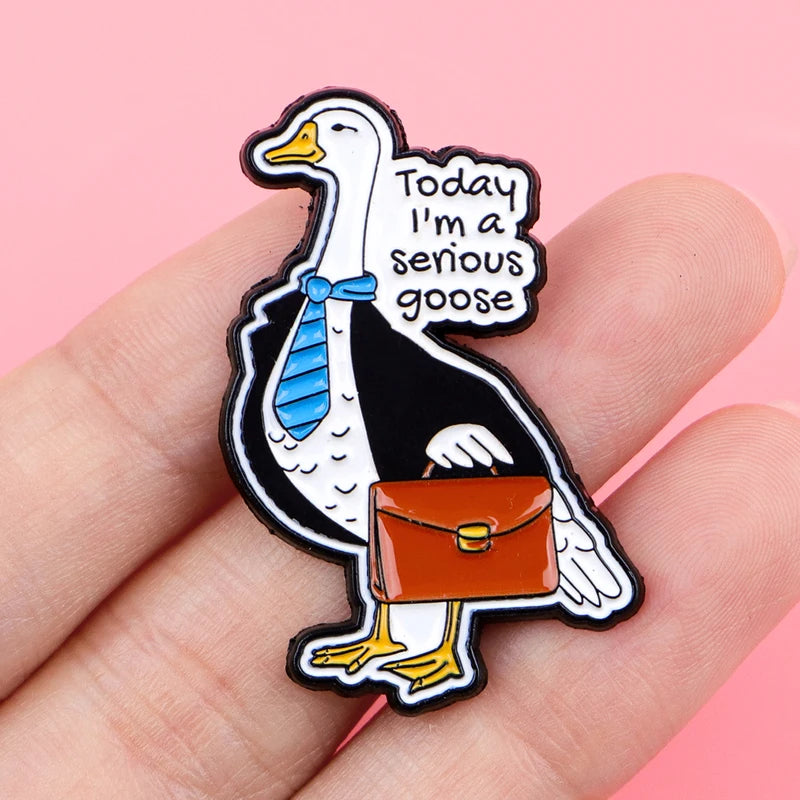 Funny Goose Enamel Pin Cartoon Duck Quotes Brooch for Coat Women’s Jewelry Gift