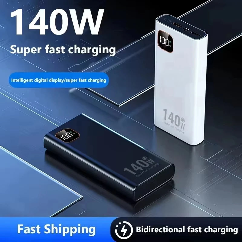 High-Capacity 140W 500000mAh Power Bank Fast Charging Portable Charger for Smartphones