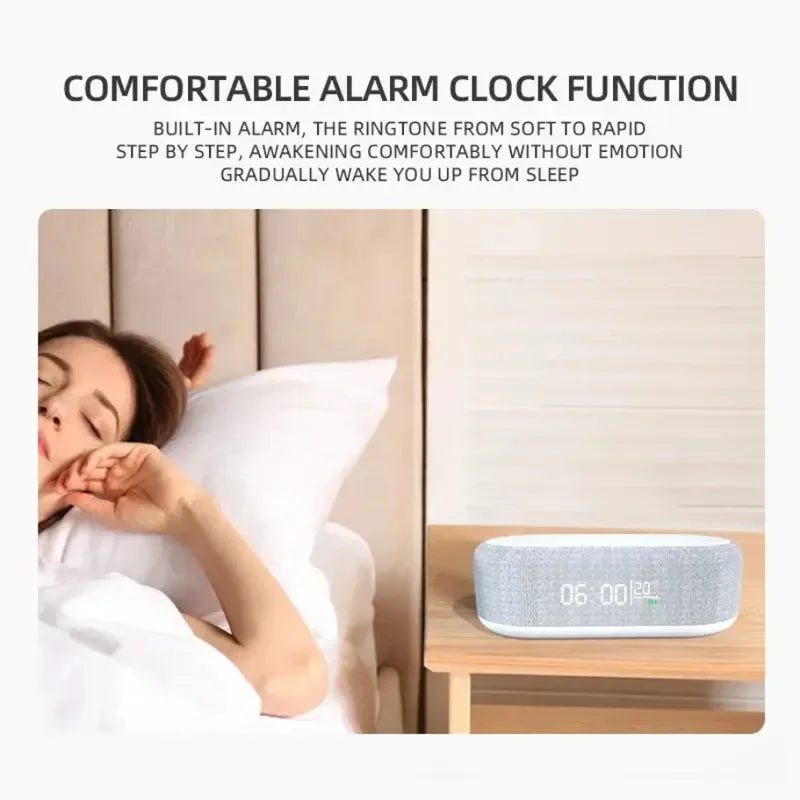 Wireless Charging Alarm Clock with Night Light and Thermometer for Bedside