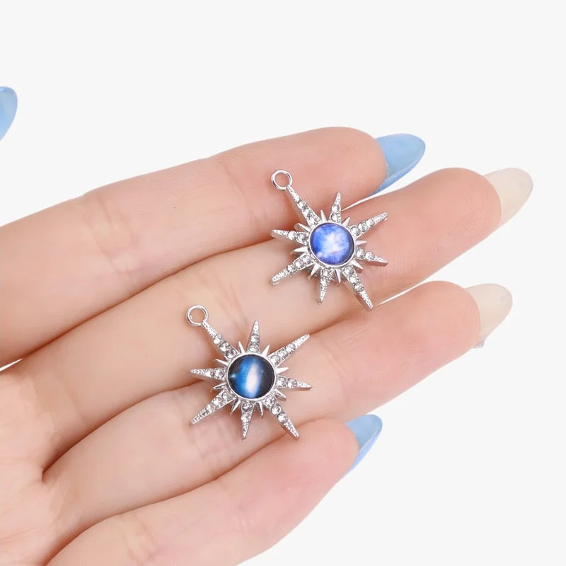10Pcs Fashion Crystal Zircon Star Pendant Necklace Set for Women Jewelry DIY