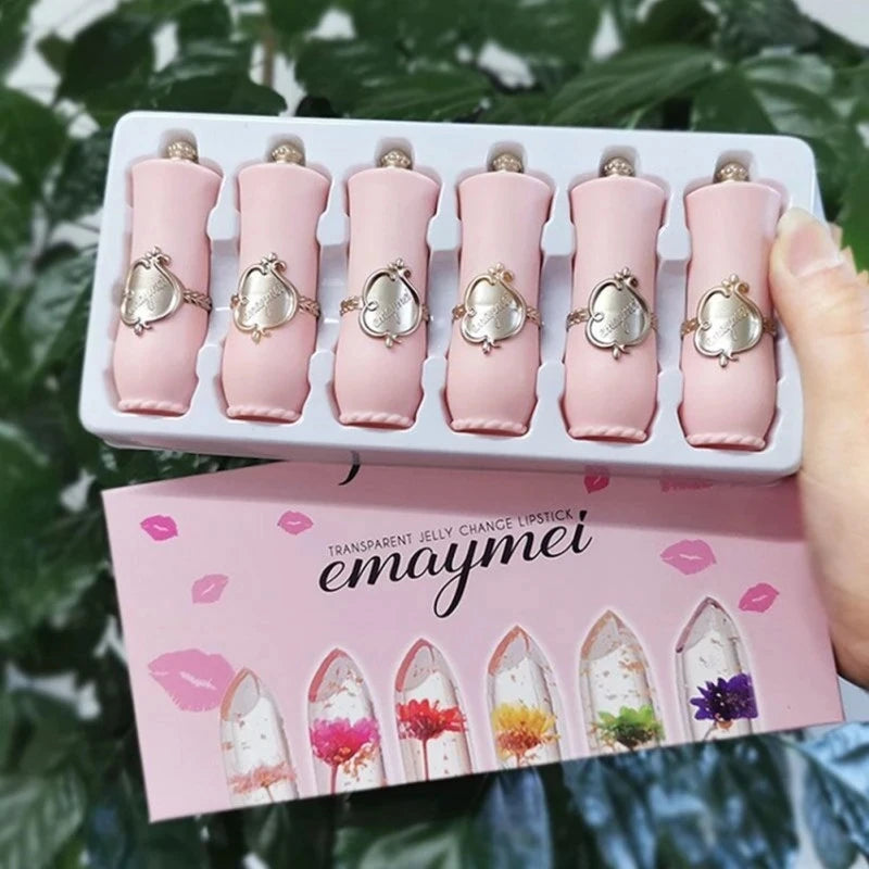 Color-Changing Flower Jelly Lipstick Set - Long Lasting Hydrating Lip Gloss