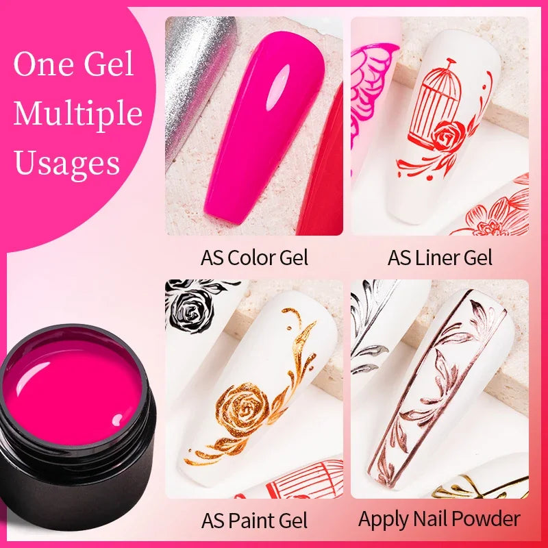 4-in-1 No Wipe Nail Art Gel Varnish Set - Multi-Color UV Gel Top Coat
