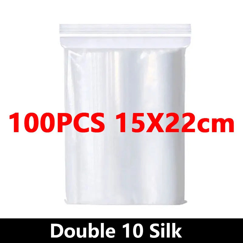 100Pcs Clear Plastic Storage Bags Reclosable Ziplock Food & Jewelry Organizer