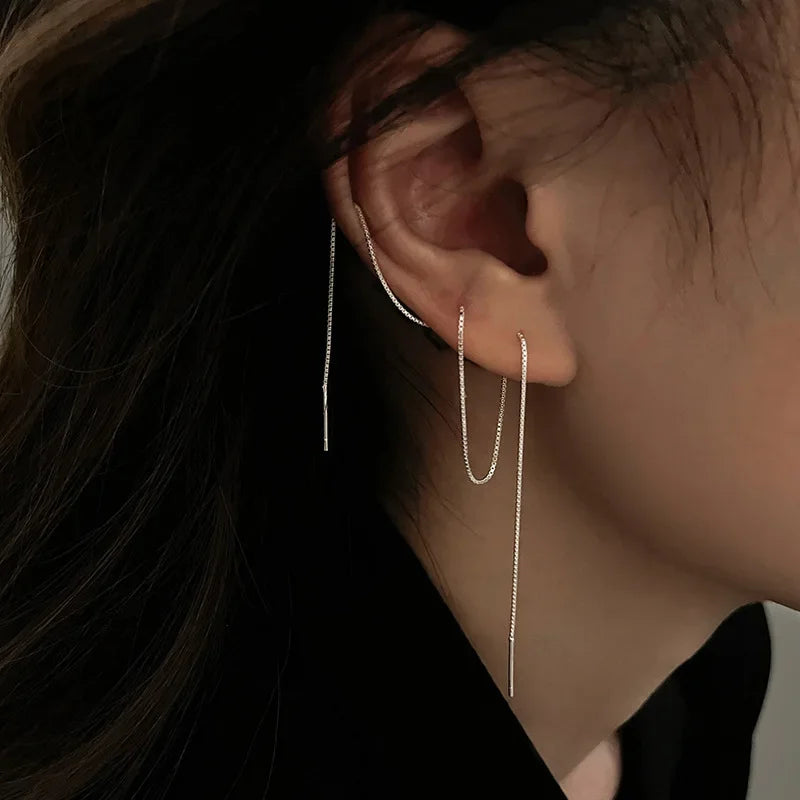 Minimalist Long Tassel Drop Earrings for Women - Korean Fashion Jewelry