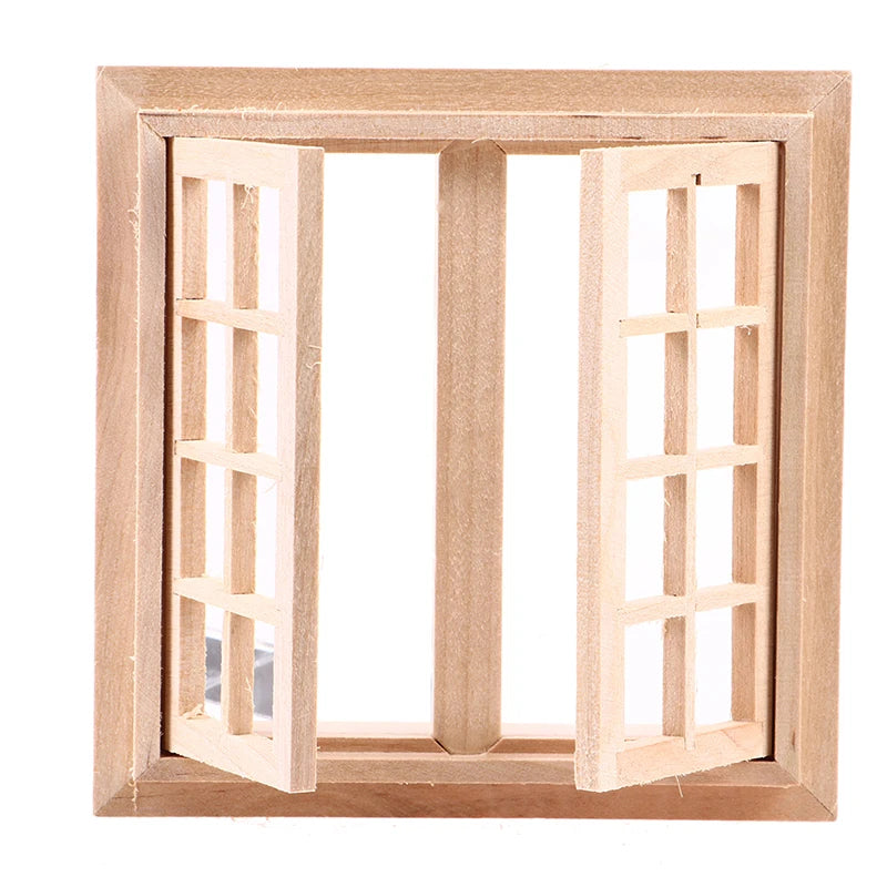 12-Piece Dollhouse Miniature Window Set - 16 Grid Square Model Home Decor