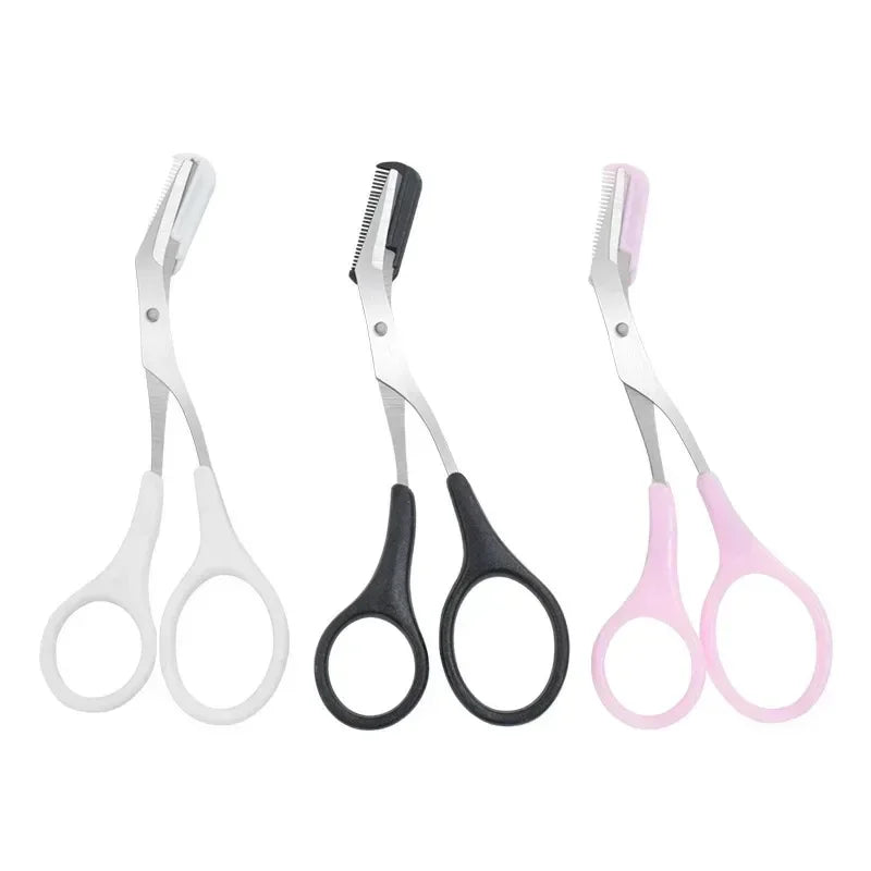 Stainless Steel Eyebrow Trimmer Scissors Set with Comb for Hair Removal & Shaping
