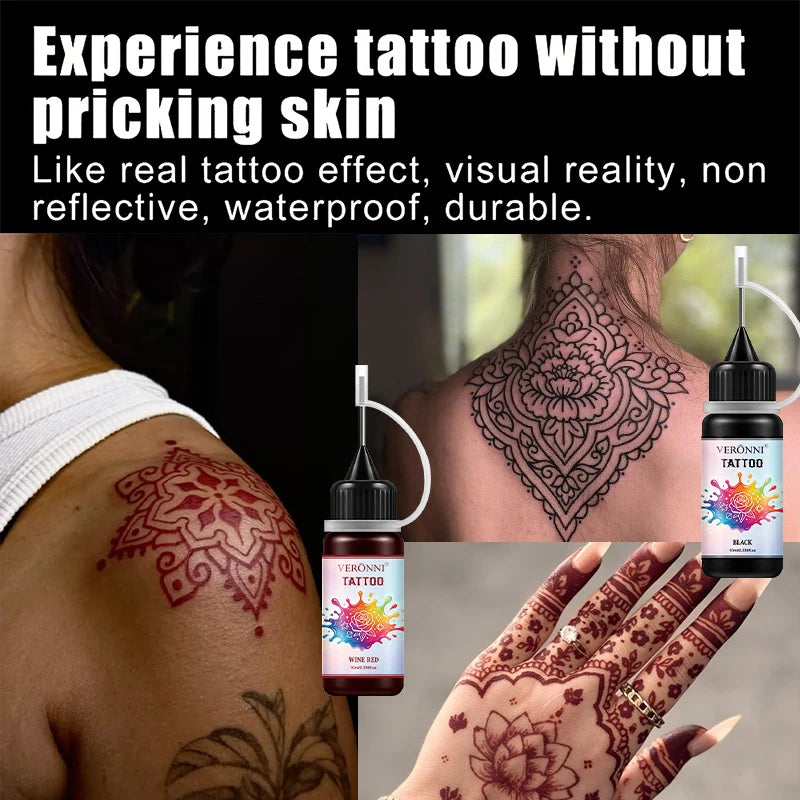 2PCS Temporary Tattoo Ink Kit with 120 Stencils - Waterproof Body Art Set
