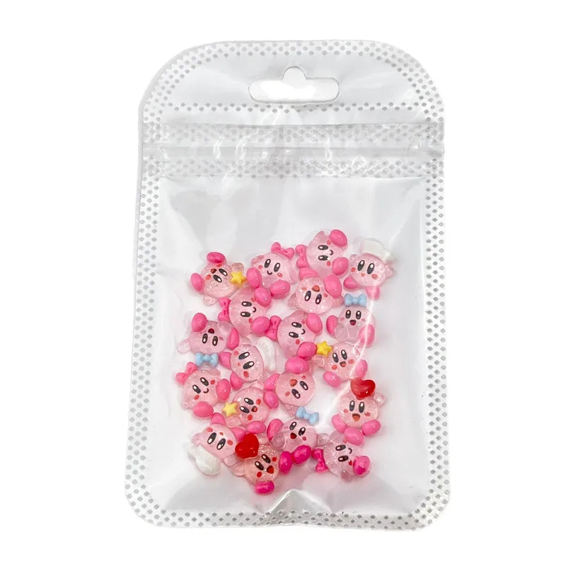 20Pcs Resin Mini Game Character Kirby Nail Charms Art Decor Craft Set
