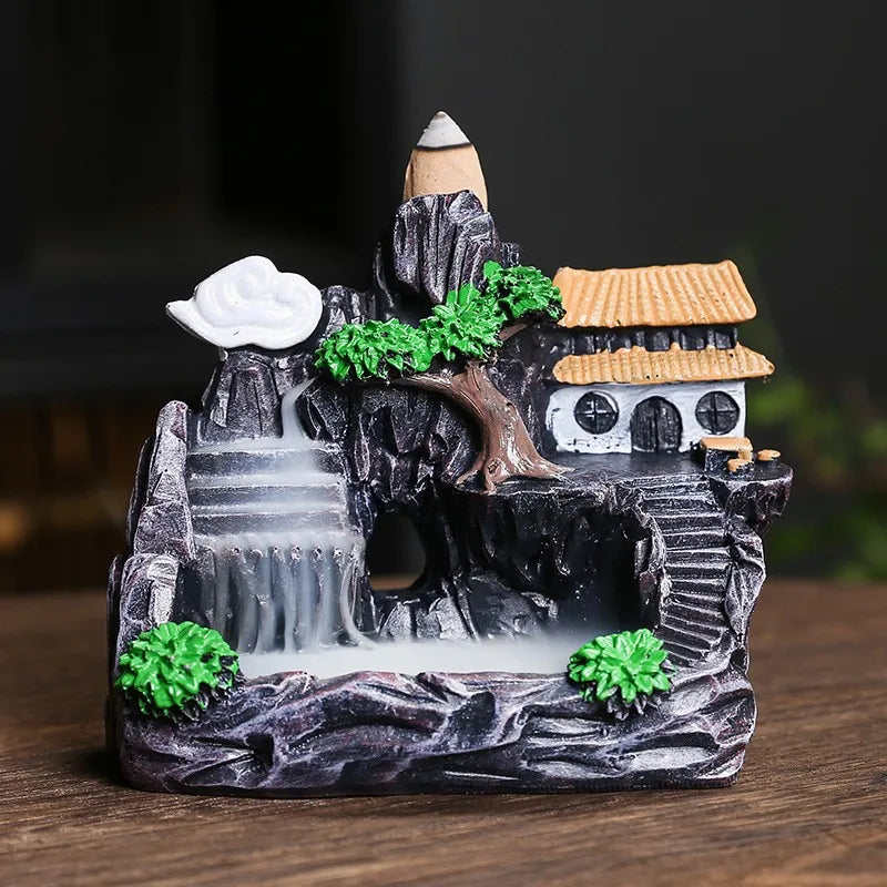 Resin Cascade Incense Burner with Waterfall Effect for Aromatherapy and Home Decor