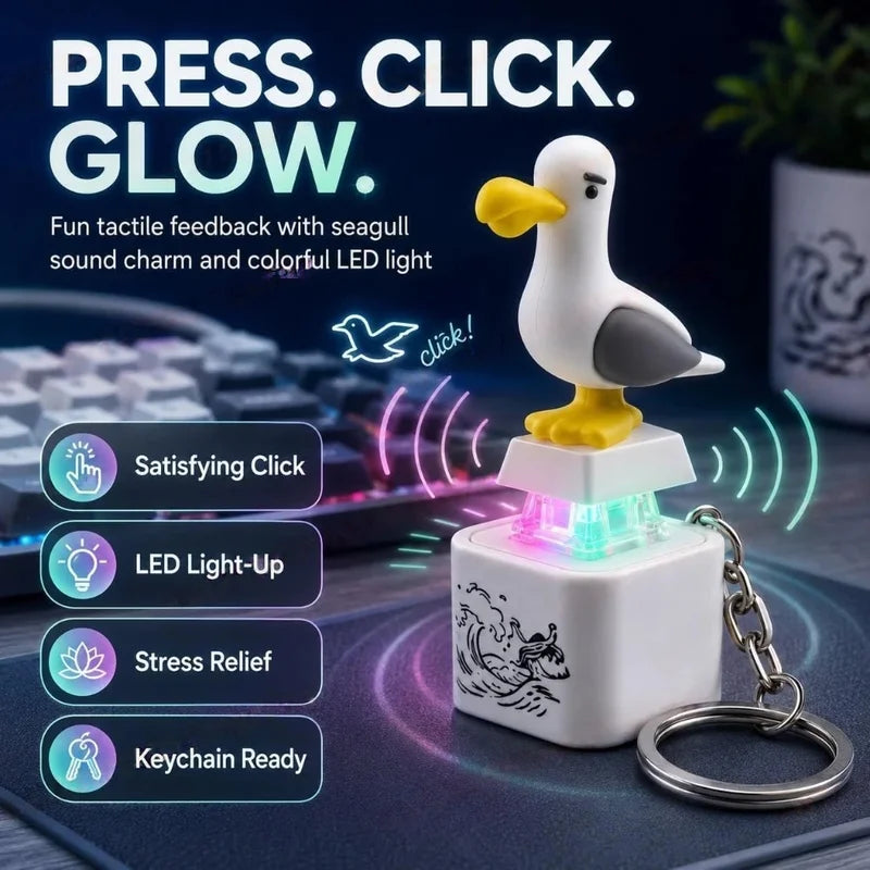 Rechargeable Bird Keychain with Sound & LED Light - Stress Relief Toy