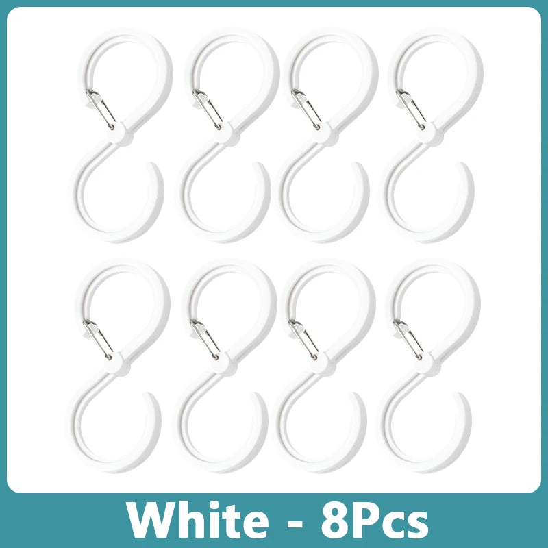 8-Pack S-Shape Hanger Hooks for Kitchen & Home Organization - Durable & Windproof