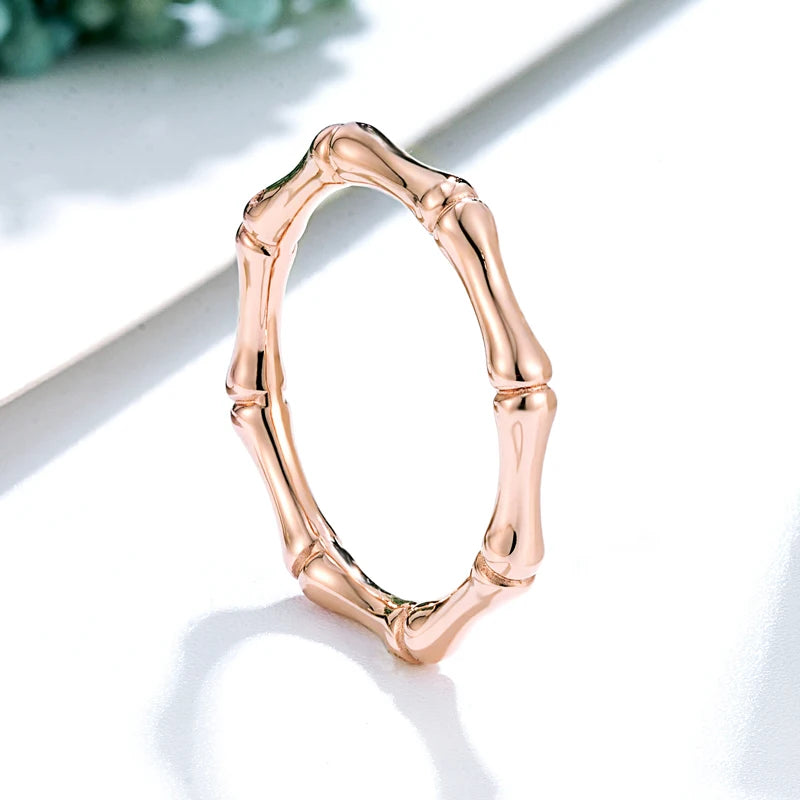 Bamboo Shape Stainless Steel Ring for Women - Decorative Party Jewelry