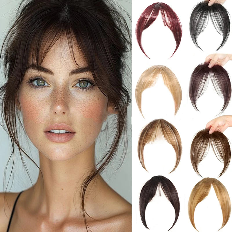 Synthetic Hair Piece with Clip-On Bangs for Women, Fluffy & Natural-Looking Styling Accessories