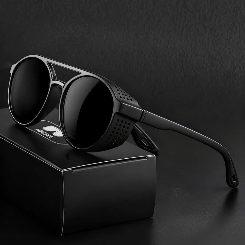Polarized Steampunk Sunglasses for Men Women - Vintage Sports Sun Glasses