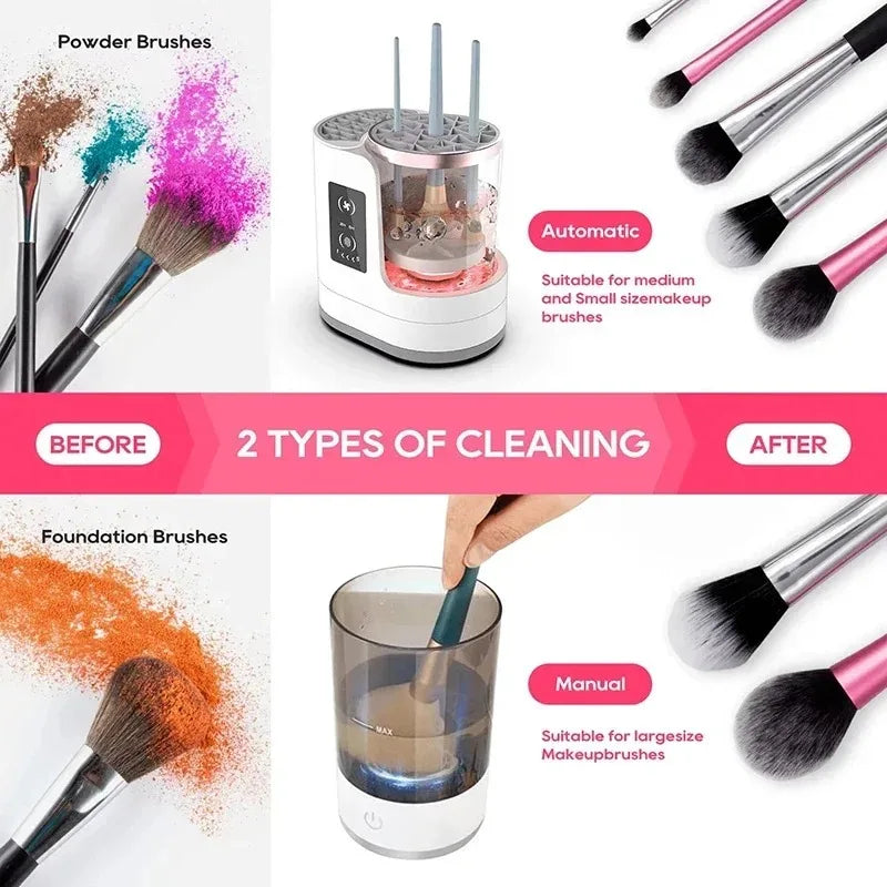 Electric Makeup Brush Cleaner Machine with Dryer & Holder - Portable USB